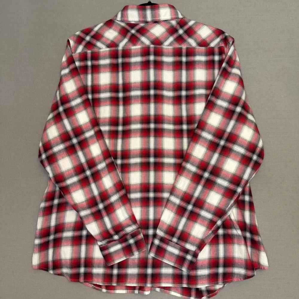 Pendleton Womens 2X Red White Plaid Cotton Button Down Long Sleeve Shirt Cotton